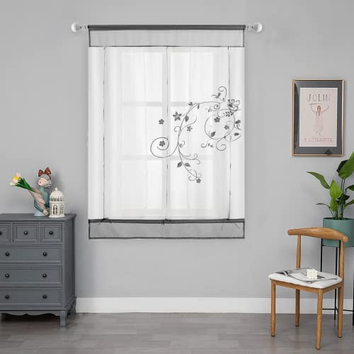SIMPVALE 1 Pièce Brodés Rideau Romain, Gris 80x100cm(LxH) Store Romain