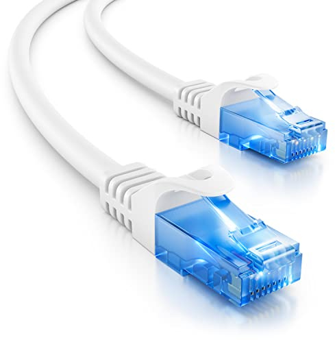 deleyCON 15m CAT.6 Ethernet Gigabit LAN Nätverkskabel RJ45 CAT6 Kabel Patch-Kabel Kompatibel med CAT.5 CAT.5e CAT.6a Cat.7 - Vit