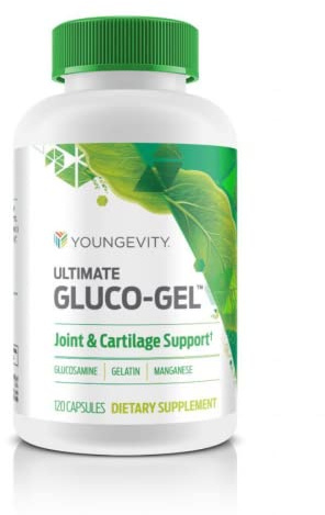 Youngevity Ultimate Gluco-Gel -for Tendons, Bones & Cartilage | Contains Glucosamine, Gelatin & Manganese | 120 Capsules | 1 Bottle