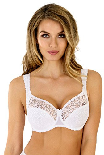 Rosme Lingerie gepolsterter Halbschalen-BH für Damen, Kollektion Annija, Weiß, Größe 95D