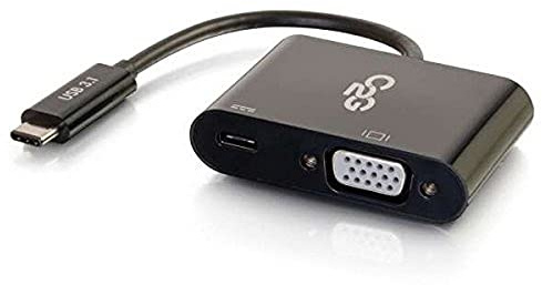 C2G USB-C to VGA and USB-C Charging Adapter Black, USB C to VGA for Mac and Lenovo Laptops - Black