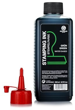 Octopus Fluids Stempelfarbe, Nachfüllfarbe zum Nachtränken von Stempelkissen und Stempelautomaten, 250ml Stempelfarbe, grün ohne Öl