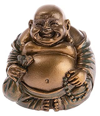 lachineuse - Statuetta del Buddha Sorridente dell'abbondanza - Piccolo Buddha in Bronzo 5 cm - Feng Shui - Decorazione Zen Cinese per Interni, Soggiorno, Ufficio - Idea Regalo Portafortuna Asiatica