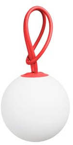 Fatboy® Bolleke Hängelampe - Akku Pendelleuchte USB Aufladbar für bis zu 24 Stunden - Dimmbar -IP55 Kugellampe Für Drinnen & Draußen - 2700K - 3 Lichtstufen - Ø 20 cm - 100 cm Schlaufe - Rot
