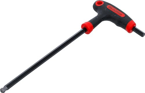 BGS Diy 7882-8 | T-Handle L-Type Wrench | internal Hexagon / internal Hexagon with Ball Head | 8 mm, Black/Red