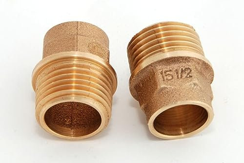 2x Rotguss Red Nippel i/a 15mm - 1/2' / 4243g Rotgussfitting red brass gunmetal