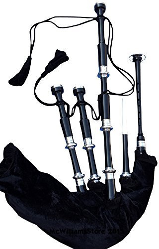 McWilliams Bagpipes – Premium Quality and Durable Bagpipe for Men and Women – Scottish Great Highland Bagpipes for Beginners Adult – Black