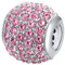 Andante-Stones Silber Pavé Strass Bead Charm mit funkelnden Zirkoniasteinen Pure Love (Rosa) Element Kugel für European Beads + Organzasäckchen