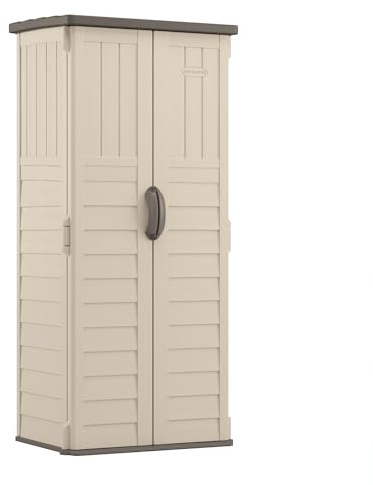 Suncast Vertical Outdoor Storage Shed with All-Weather Construction, Vanilla