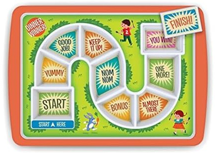 Genuine Fred DINNER WINNER, The Original Kid's Game Plate Tray - Award Winning - Picky Eater Solutions for Kids and Toddlers - Fun Mealtime - Divided Sections - Interactive Design - Dishwasher Safe