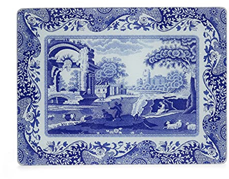 Spode x Blue Italian Glass Worktop Saver - Toughened Glass Chopping Board, Scratch Resistant and Durable, Suitable for Kitchen or Daily Use, 30 x 40cm