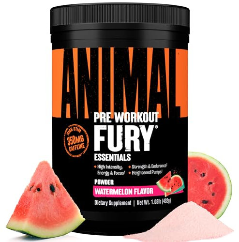 ANIMAL Fury Pre Workout Watermelon – Training Booster with BCAA, beta-Alanine, citrulline & 350 mg Caffeine – Sugar-Free pre-Workout Powder – for Focus, Pump & Energy – 30 Servings