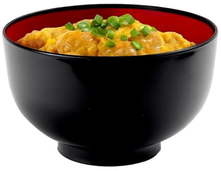 JapanBargain, Authentic Japanese Plastic Ramen Bowl, Black and Red Lacquered Style Noodle Soup Bowl, Made in Japan, Food Safe BPA Free, Microwave and Dishwasher Safe, 38 oz