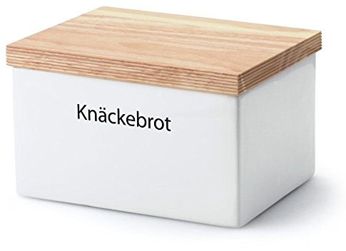 Continenta Knäckebrotdose, Knäckebrotbox, Vorratsdose für Knäckebrot mit Holzdeckel, mit Schrift: Knäckebrot, Größe: 17,5 x 13,5 x 11 cm
