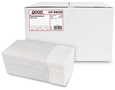 Quicky Papierhandtücher, 2 -lagig, ZZ/V-Falz, 24 x 21,5 cm, hochweiss, 4000 Blatt, 1er Pack (1 x 1 Stück)