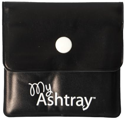 Portable Pocket Ashtray - Smell Proof PVC Small Plastic Wallets with Sturdy Plastic Button, Fireproof Lining, Aluminium Foil, Thermal Foam - Plastic Purse, All Black Singles Pack