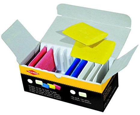 Kleiber - Triángulos de Tiza de Sastre, Colores Blanco/Amarillo/Rojo/Azul, Paquete de 10