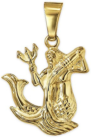 CLEVER SCHMUCJ Sternzeichen Wasserman Gold Kettenanhänger 15 mm glänzend 3D Form Sterling Silber 925 im Etui creme