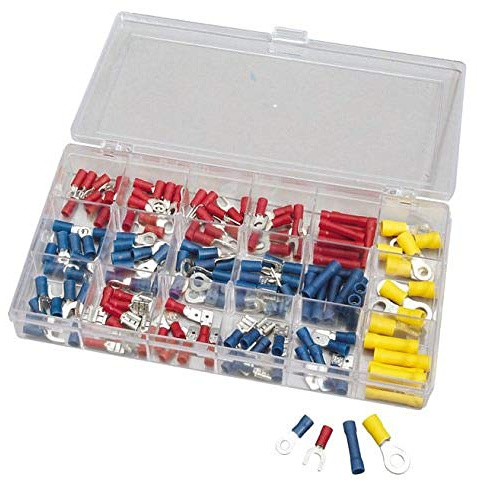 Draper 18160 - Morsetti Assortiti, Connettori per Fili Elettrici, Terminali a Crimpare, 150 Pezzi Circa