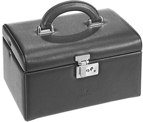 Windrose Schmuckkoffer Beluga/schwarz (Leder)