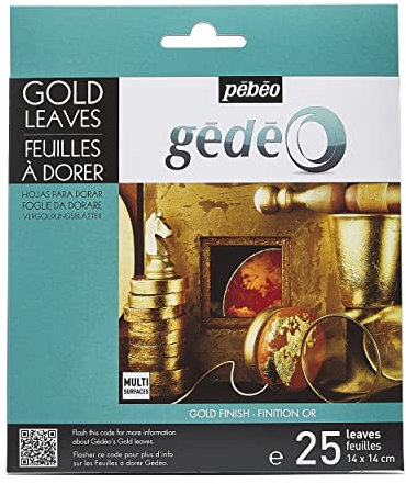 Gedeo 766542 Gédéo Blattgold, 25 Stück, Vergoldungsblätter, Gold, 14 x 14 cm