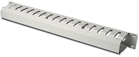 DIGITUS Jaula de gestión de cables - 1U - Panel de conexión - 19 pulgadas - Paso de cables - Panel extraíble - Gris