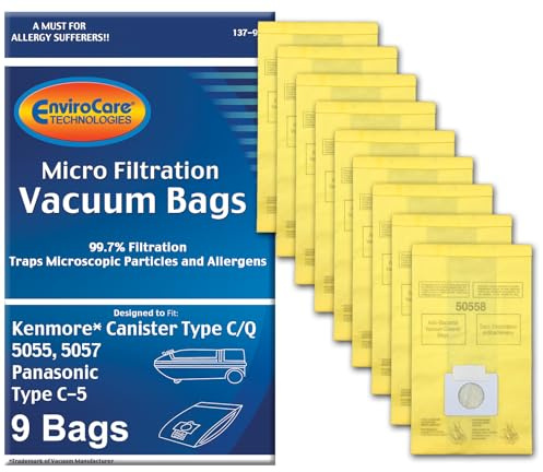 EnviroCare Kenmore Mircrofiltration Canister Vacuum Bags, Multicolor, C-5 (9 Bags)