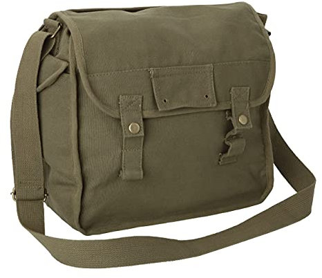 Große Baumwollsegeltuch Schultertasche / Seiten Tasche - Olive