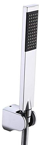 KES Brass Handheld Shower Head with 1.5-Meter Long Hose and Holder Bracket Bathroom Replacement Showerhead for Bath Showering System Contemporary Square Style Polished Chrome, LP135