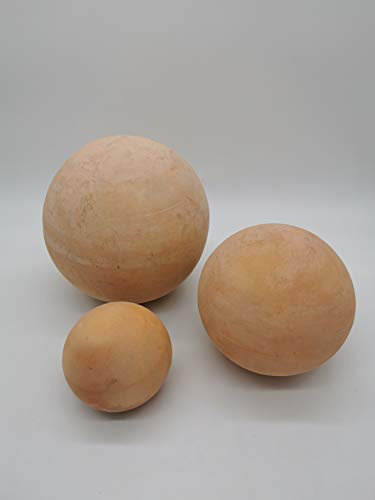 Lot de 3 Boules de Jardin en Céramique Artisanale - Décoration Extérieure Durable et Résistante au Gel - Idée Cadeau Originale pour Les Amateurs de Jardinage - 3er Terre Cuite