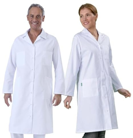 Hurry Jump Blouse Blanche Coton Homme Femme Chimie Lycée Collège Laboratoire Rentrée des Classes T00-34