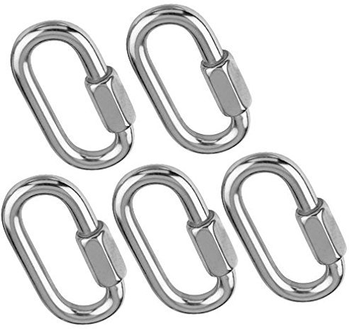 Versandbox24 5 Stück 6 mm Schraubverbinder A4 Edelstahl Kettenverbinder Schraubkarabiner