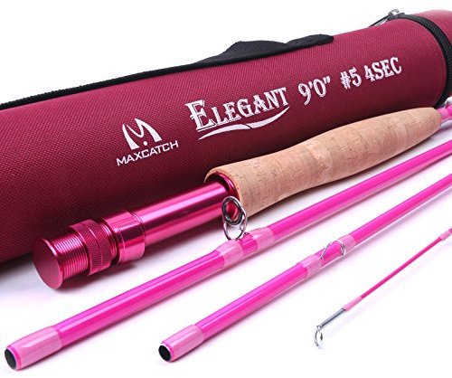 M MAXIMUMCATCH Maxcatch Elegant Hot Pink Fly Fishing Rod for Lady 9’ 5weight with Rod Tube