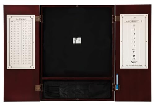 Viper Metropolitan Solid Wood Sisal/Bristle Steel Tip Dartboard Cabinet: Cabinet Only (No Dartboard), Mahogany Finish
