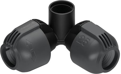 GARDENA Attacco angoli per collegamento flessibile irrigator, raccordo per collegare gli angoli, per collegamento flessibile “outline” degli irrigatori pop-up, 25mm x 3/4'' filetto femmina (02764-20)