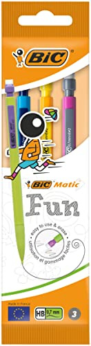 BIC Matic Fun Porte-Mines 0,7 mm HB - Couleurs Assorties, Pochette de 3