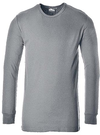 Portwest B123 Isolerad Termo T-shirt Långärmad Andningsbar Termisk Bygg | Grå, L, Rund Hals och Långa Ärmar, Polyester, Fukttransporterande, 50% Bomull, Yttre Hudtyg, Tillverkad av Ventilerande Tyg