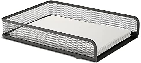 1InTheOffice Stackable Letter Tray, Matte Black Wire Mesh Front-Load Letter Tray