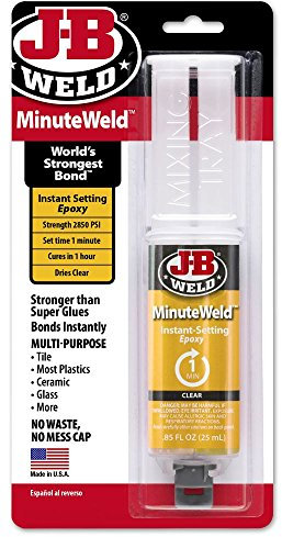 J-B Weld 50101 MinuteWeld Instant-Setting Epoxy Syringe - Dries Clear - 25ml (8 Pack)