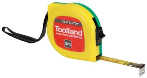 Toolland Mètre ruban pratique, avec clip et bouton de verrouillage, 3 m