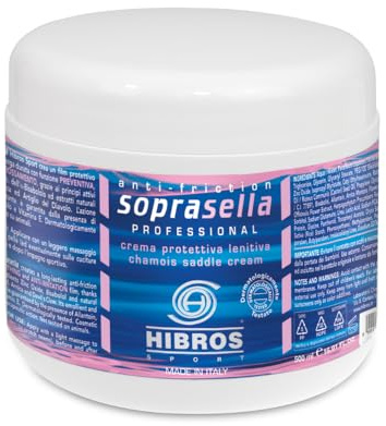 Hibros Crema Soprasella Lenitiva Idratante Protettiva Anti Sfregamento per Fondello Ciclismo Sottosella - Bici Corsa Sport Running 500 ml