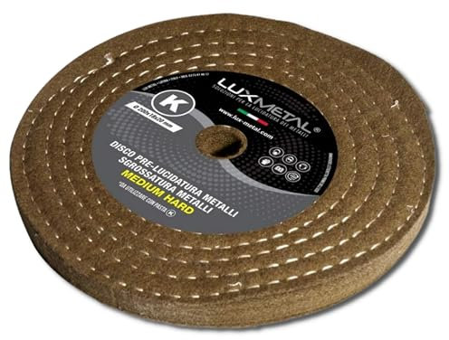 Lux Metal Disco de Pulido Medium Hard 200 mm en Lana de Fieltro Disco para pulir a espejo metales como aluminio, acero inoxidable Rueda pulidora para amoladora, pulidora de banco Latón, cobre, hierro