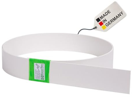 BawiTec Kunststoffleiste Flachleiste 80mm Breit 300cm Lang 2,5mm Stark Farbe weiß Kunststoff Flachprofil Rolle PVC Abdeckleiste Kunststoffprofil für Fenster,Türen,Dach,Wand