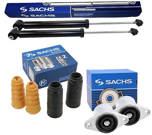 SACHS 2x Gasdruck Stoßdämpfer hinten inkl. Domlager & Staubschutzsatz Kompatibel mit AUDI A6 C5 (4B2), A6 C5 Avant (4B5), VW PASSAT B5 (3B2), PASSAT B5 Variant (3B5), PASSAT B5.5 (3B3)