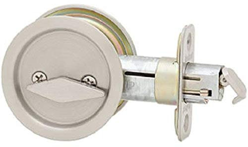 Kwikset 15 CP 335 Round Privacy Bed/Bath Pocket Door Lock, Satin Nickel
