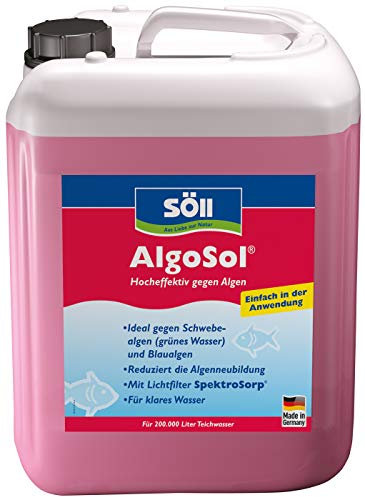 Söll 80536 AlgoSol, 10 l - Teichpflege gegen Algen - hocheffektives Teichpflegemittel/Algenmittel mit Lichtfilter gegen Teichalgen Schwebealgen Blaualgen