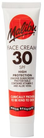 Malibu Sun SPF 30 Face Cream, Vitamin Enriched, Lightweight, 40ml | Vitamin Enriched Face Sun Cream, Daily SPF Moisturiser, Holliday Essentials, Water Resistant