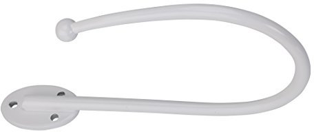 DécoProfi Raffhalter für Vorhänge/Gardinen Weiß Glänzend Metall I Hochwertiger Vorhanghalter/Gardinenhalter für die Wand I Dekorativer Schraubhaken für Gardinen I 1 Stück