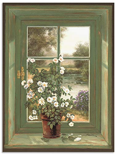 ARTland Wanddeko Wandbild Alu Verbundplatte für Innen & Outdoor Bild 60x80 cm Fensterblick Fenster Natur Landschaft Stillleben Blumen Botanik Kunst T5YV