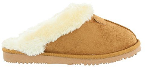 Ella Women's Jill Faux Sheepskin Look Fur Lined Memory Foam Mule Slippers (UK 6, Chestnut)